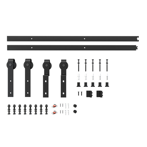 JUBEST Glass Bypass Barn Door with Installation 6.6FT Hardware Kit